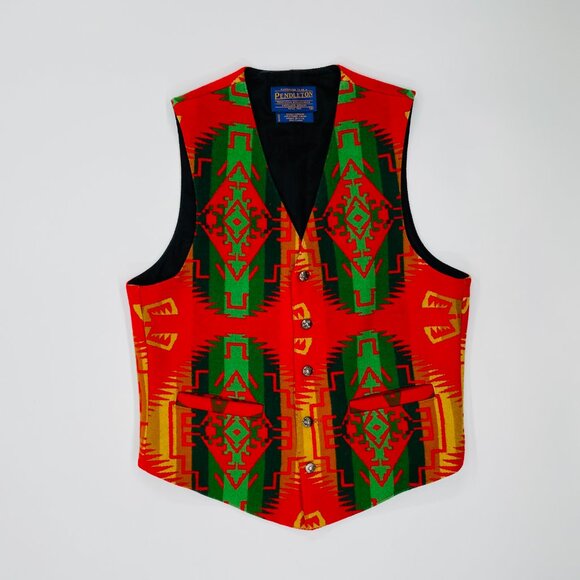 Vintage RARE Pendleton Southwestern Wool Vest | Size S Unisex OR M-XL Women's - Picture 4 of 15
